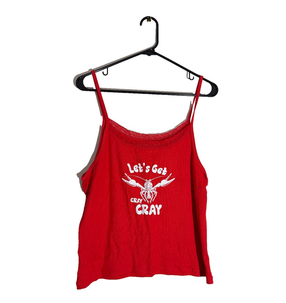 Lux Tops - Modern Lux Womens 2X Red Graphic Lace Trim Camisole Tank Top NWT